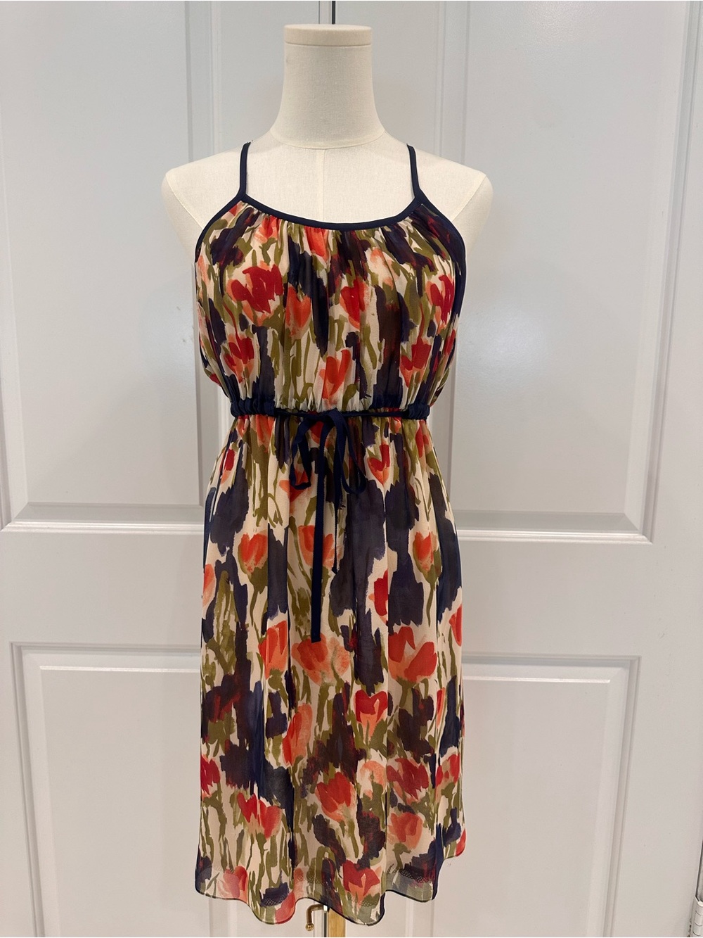Moulinette Soeurs Navy-Trim Floral Mini Dress perfect for summer